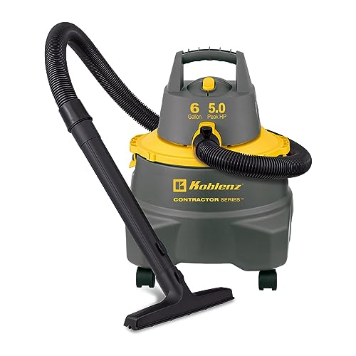 Koblenz Contractor Wet/Dry Vac, 6 Gallon Tip-Resistant Tank,5.0HP, Gray+Yellow (WD-6 C212)