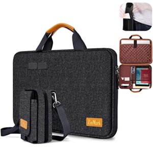 laptop case 15.6 inch briefcase military-grade protection with detachable belt bag, compatible all model of 15-16 inch macbook pro and most popular 15.6 inch notebooks chromebooks (black)