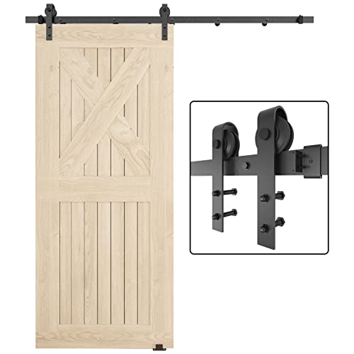 Dondelight Barn Door Hardware Kit 6.6FT, Heavy Duty Modular Sliding Door Track Hardware Set for Interior & Exterior Doors