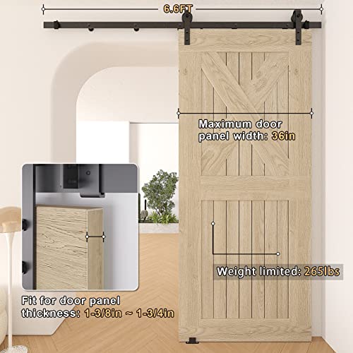 Dondelight Barn Door Hardware Kit 6.6FT, Heavy Duty Modular Sliding Door Track Hardware Set for Interior & Exterior Doors