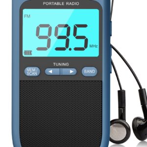 AM FM Walkman Radio: 900mAh Rechargeable Portable Transistor Pocket Radio with Best Reception Digital Tuning, LCD Screen,Stereo Earphone Jack, Sleep Timer and Alarm Clock for Jogging,Walking(Blue)