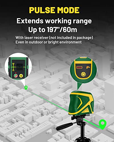 APEXFORGE X3 131ft Green Laser Level, Cross Line Laser with 2 Plumb Dots, 4500mAh Rechargeable Battery with Type-C Charging Port, Self-Leveling & Manual & Pulse Mode