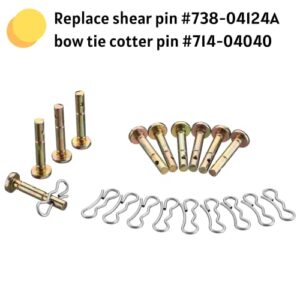 Hunter-wish Shear Pins and Cotter Pins Fit for MTD Snowblower - Shear Pins 10pcs and Cotter Pins 10pcs Compatible for Cub Cad et Troy Bilt Craftsman 24" 26" Snow Thrower, Replace 738-04124A 714-04040