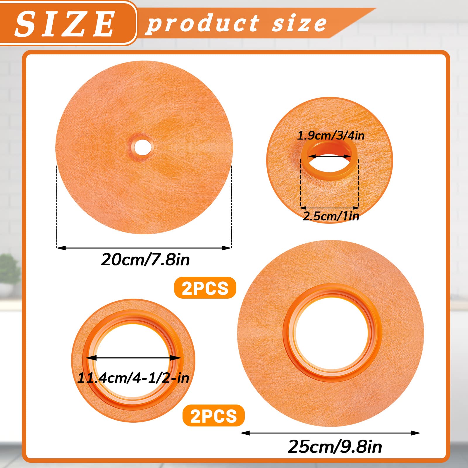 4 Pcs Pipe Valve Gasket Kit Includes Mixing Valve Seal 4-1/2 Inch and Pipe Seal 3/4 Inch Opening, Waterproofing Round Pipe Gasket Seal for Shower Valve and Shower Head Gasket Seal