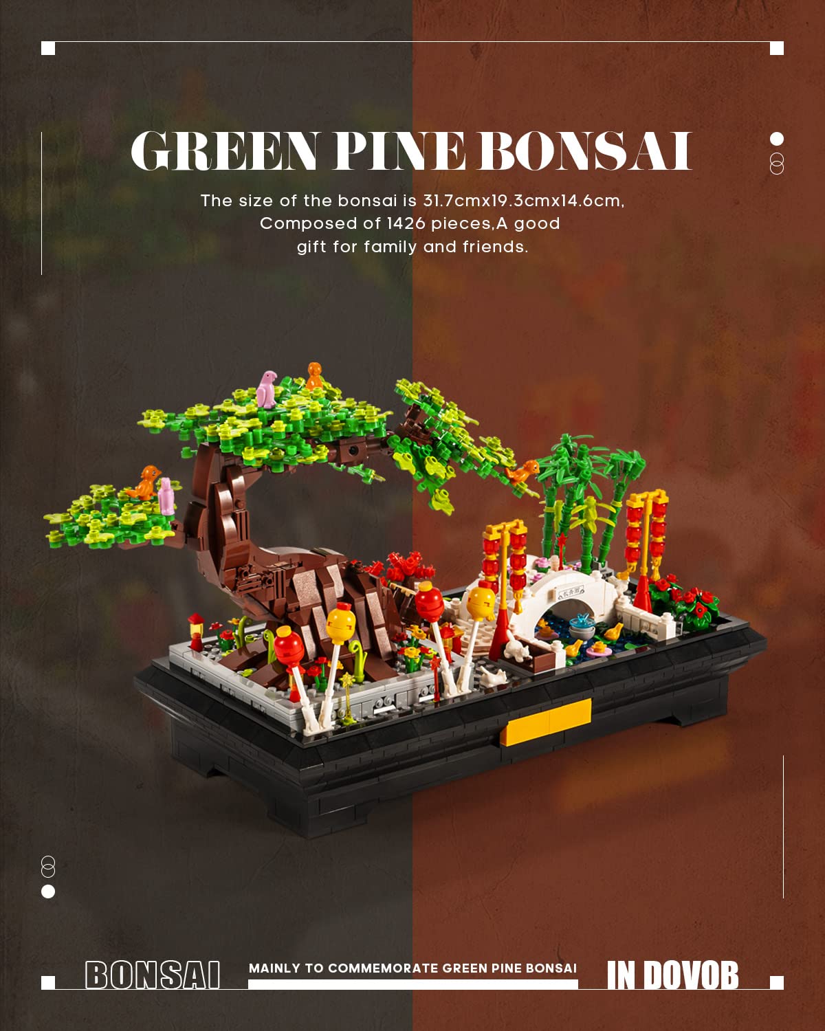 dOvOb Decor Bonsai Tree Mini Building Set, Plant Model Toys as Gift for Adult, Build a Bonsai Idea Display Pieces for The Home or Office (1426 Pieces)