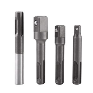 watris veiyi 4pcs sds plus socket adaptor, sds plus extension, 1/4" hex shank drill bit set, impact socket adaptor, 1/4"3/8"1/2" square extension connector for drill and handheld driver