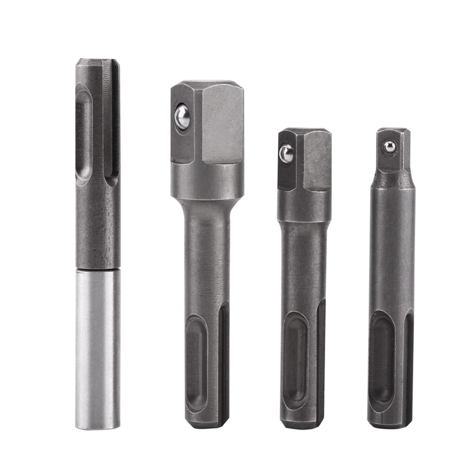 Watris Veiyi 4PCS SDS Plus Socket Adaptor, SDS Plus Extension, 1/4" Hex Shank Drill Bit Set, Impact Socket Adaptor, 1/4"3/8"1/2" Square Extension Connector for Drill and Handheld Driver