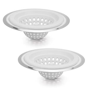 2 pcs kitchen stainless silicone sink strainer, 4.5 inch diameter (light white silicone)