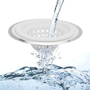 2 PCS Kitchen Stainless Silicone Sink Strainer, 4.5 inch Diameter (Light White Silicone)