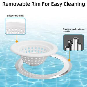 2 PCS Kitchen Stainless Silicone Sink Strainer, 4.5 inch Diameter (Light White Silicone)