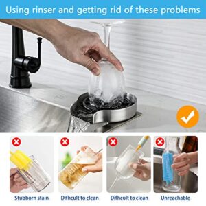 Wonglea Glass Rinser for Kitchen Sink,Cup Washer for Sink,Stainless Steel Bottle Washer,Faucet Glass Cleaner Sink Attachment,Automatic Cup Cleaner for Sink in Homes, Bars, Coffee