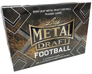 2022 leaf metal draft football jumbo box 9 autographs plus one 1/1 autograph slabbed proof