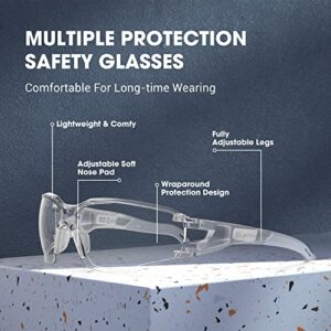 TOREGE Clear Safety Glasses Anti-Fog, Lightweight Safety Goggles Eye Protection Glasses Anti-Blue Light Scratch Resistant UV Protection, Lab Goggles Work Glass For Men Women(C1-Transparent&Gray)