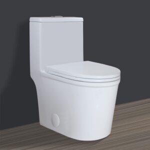 winzo wz5079s modern compact round one piece toilet 10" rough-in high efficiency dual flush for small bathroom