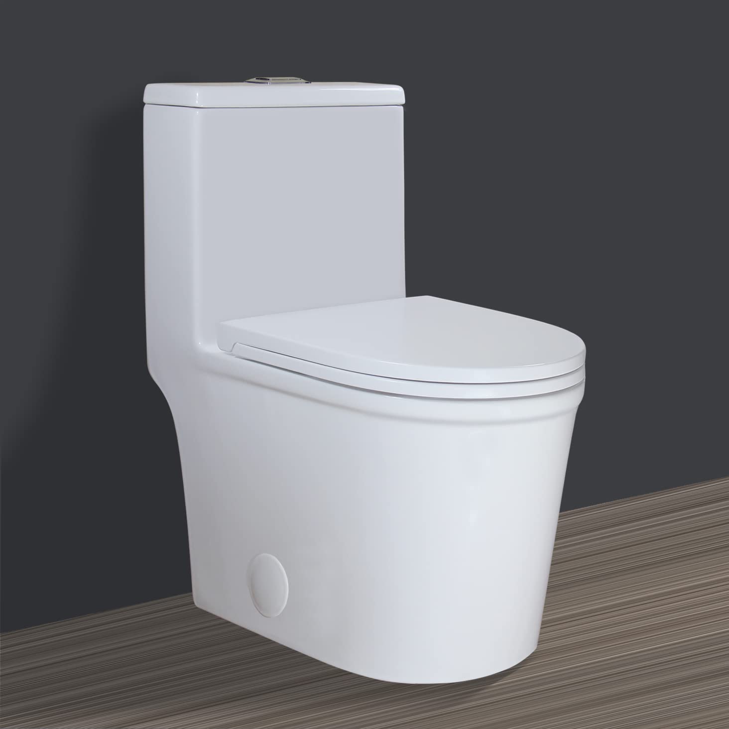 WinZo WZ5079S Modern Compact Round One Piece Toilet 10" Rough-in High Efficiency Dual Flush for Small Bathroom