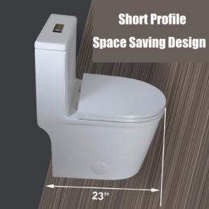 WinZo WZ5079S Modern Compact Round One Piece Toilet 10" Rough-in High Efficiency Dual Flush for Small Bathroom