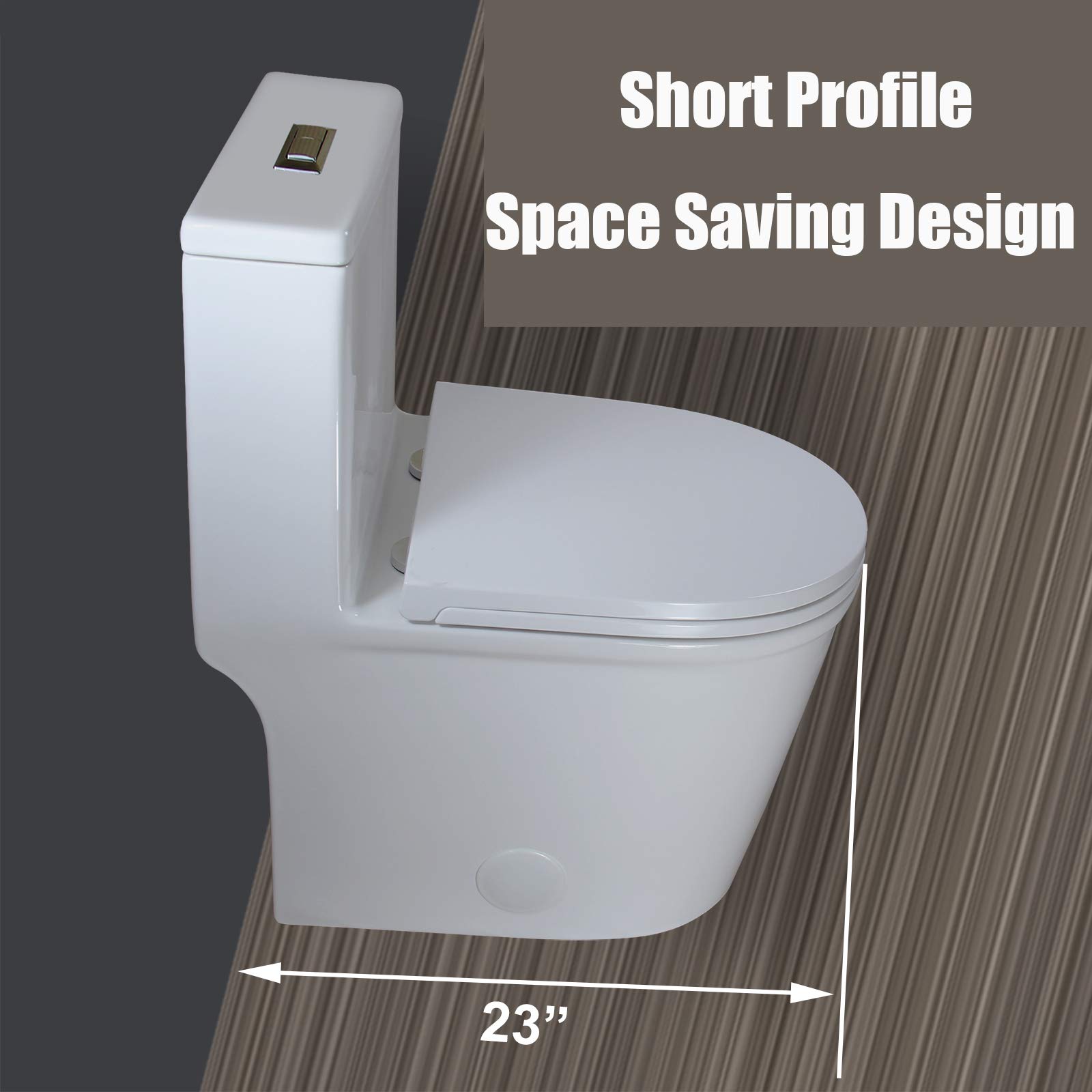 WinZo WZ5079S Modern Compact Round One Piece Toilet 10" Rough-in High Efficiency Dual Flush for Small Bathroom