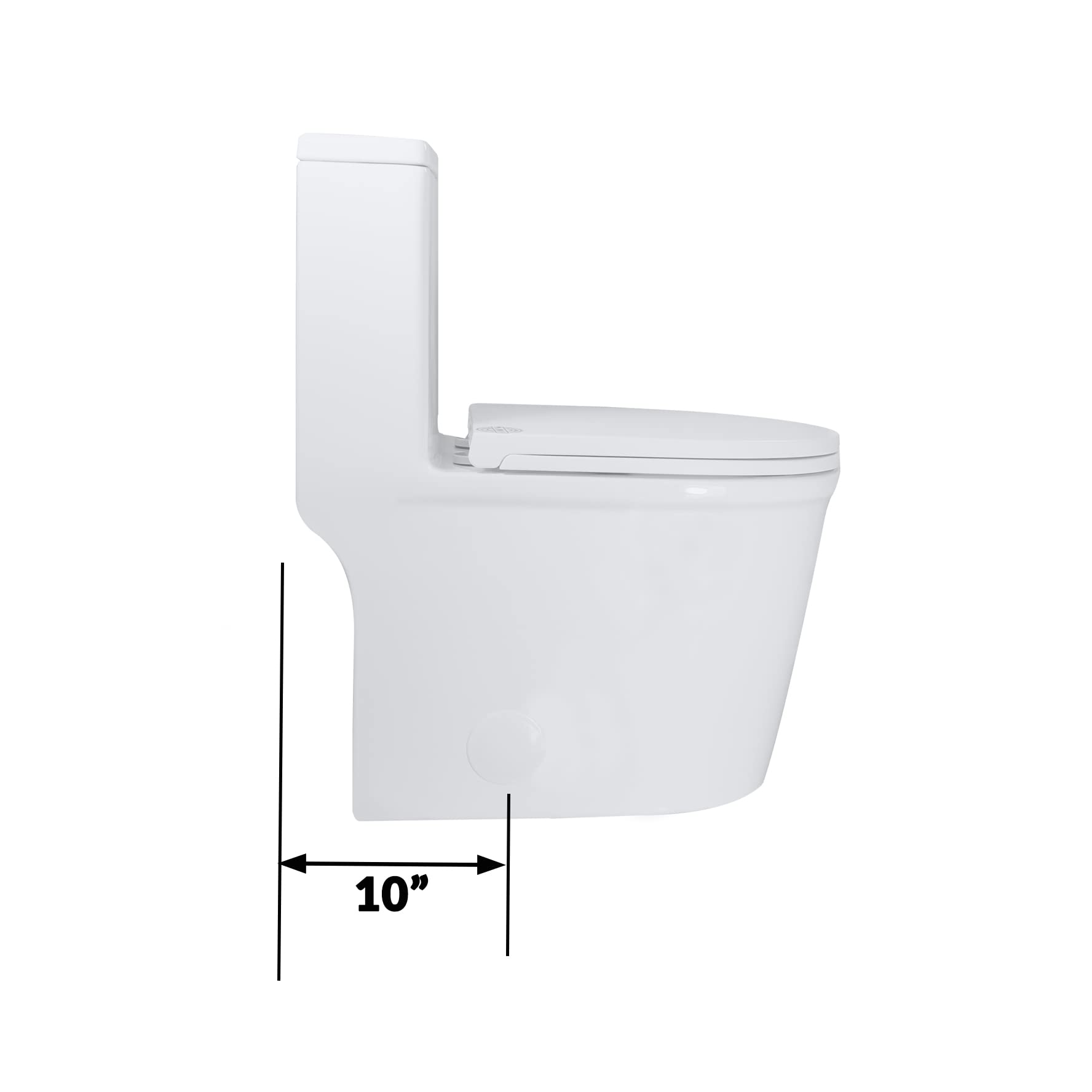 WinZo WZ5079S Modern Compact Round One Piece Toilet 10" Rough-in High Efficiency Dual Flush for Small Bathroom