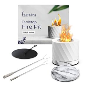 tabletop fire pit, includes 2 extending marshmallow roasting sticks, indoor fire pit bowl, smokeless fire pit, home smores maker, mini personal fireplace, outdoor portable fire pit for patio decor