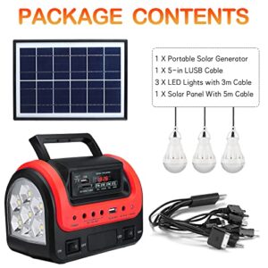 Solar Generator - Portable Generator with Solar Panel,Solar Power Generators Portable Power Station with Flashlight,Emergency Generator Solar Powered for Home Use Camping Travel Hunting Emergency(Red)