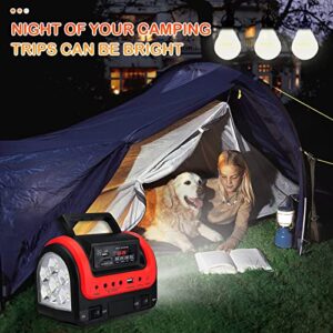 Solar Generator - Portable Generator with Solar Panel,Solar Power Generators Portable Power Station with Flashlight,Emergency Generator Solar Powered for Home Use Camping Travel Hunting Emergency(Red)