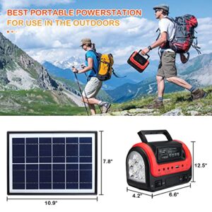 Solar Generator - Portable Generator with Solar Panel,Solar Power Generators Portable Power Station with Flashlight,Emergency Generator Solar Powered for Home Use Camping Travel Hunting Emergency(Red)