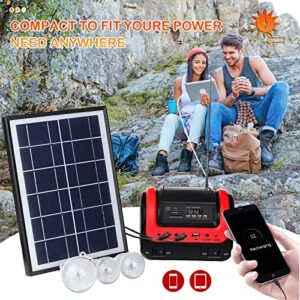 Solar Generator - Portable Generator with Solar Panel,Solar Power Generators Portable Power Station with Flashlight,Emergency Generator Solar Powered for Home Use Camping Travel Hunting Emergency(Red)