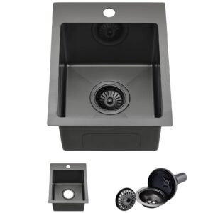 13 black drop in kitchen bar sink, zdhht 13 x 15 inches 304 stainless steel topmount single bowl small kitchen bar sink laundry sink outdoor sink rv sink