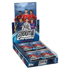 2021/22 topps stadium club chrome uefa champions league soccer hobby box (18 pks/bx)