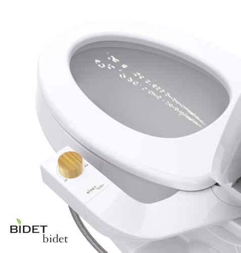 BIDETbidet Left/Right Reversible FRESH WATER Non-Electric Ultra-Slim Toilet Attachment, Ability to SWITCH between Right/Left Hand Side Control with Dual Nozzle Hinged Design, Hassle-Free Installation