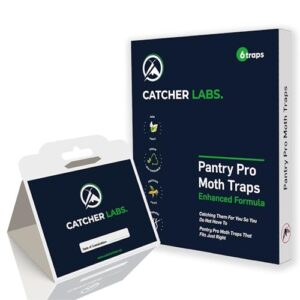 catcher labs pantry moth pro traps with pheromones | sticky glue moth traps for kitchen | traps to get rid of moths in house | non-toxic moth catcher (6-pack)