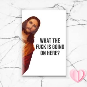 funny jesus magnet for christmas - what is going on here? christmas gift, stocking stuffer, birthday gift, funny fridge magnet, refrigirator magnet