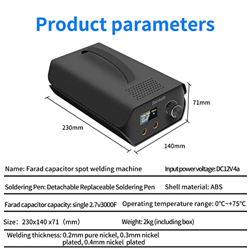 Spot Welder, Docreate Farad Capacitor Portable Mini Welder Spot 3000F with LCD Screen, 120 Levels Adjust Spot Welding Machine 18650 Battery Energy Storage, Nickel Strip Support 0.1-0.4mm