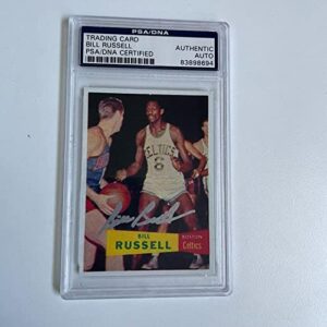 1957 topps #77 bill russell signed autographed rp rookie card rc psa dna - basketball slabbed rookie cards