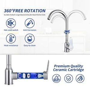 PFAMKEER Single Handle High Arc Kitchen Faucets Stainless Steel Chrome Plated, Modern Single Hole Kitchen Sink Faucet, Commercial One Hole Bar Sink Faucet