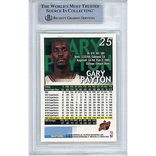 Gary Payton Signed Basketball Card Seattle SuperSonics 1999-2000 Hoops Skybox Beckett Authenticated Autograph Slabbed Super Sonics Autographed Cards Auto Memorabilia