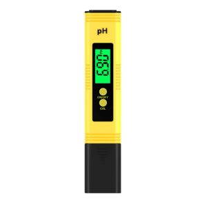 realego ph meter, backlight ph water tester with 0-14 ph measurement range portable 0.01 high accuracy pocket size with for hydroponics, swimming pools, filtered water testing (yellow)