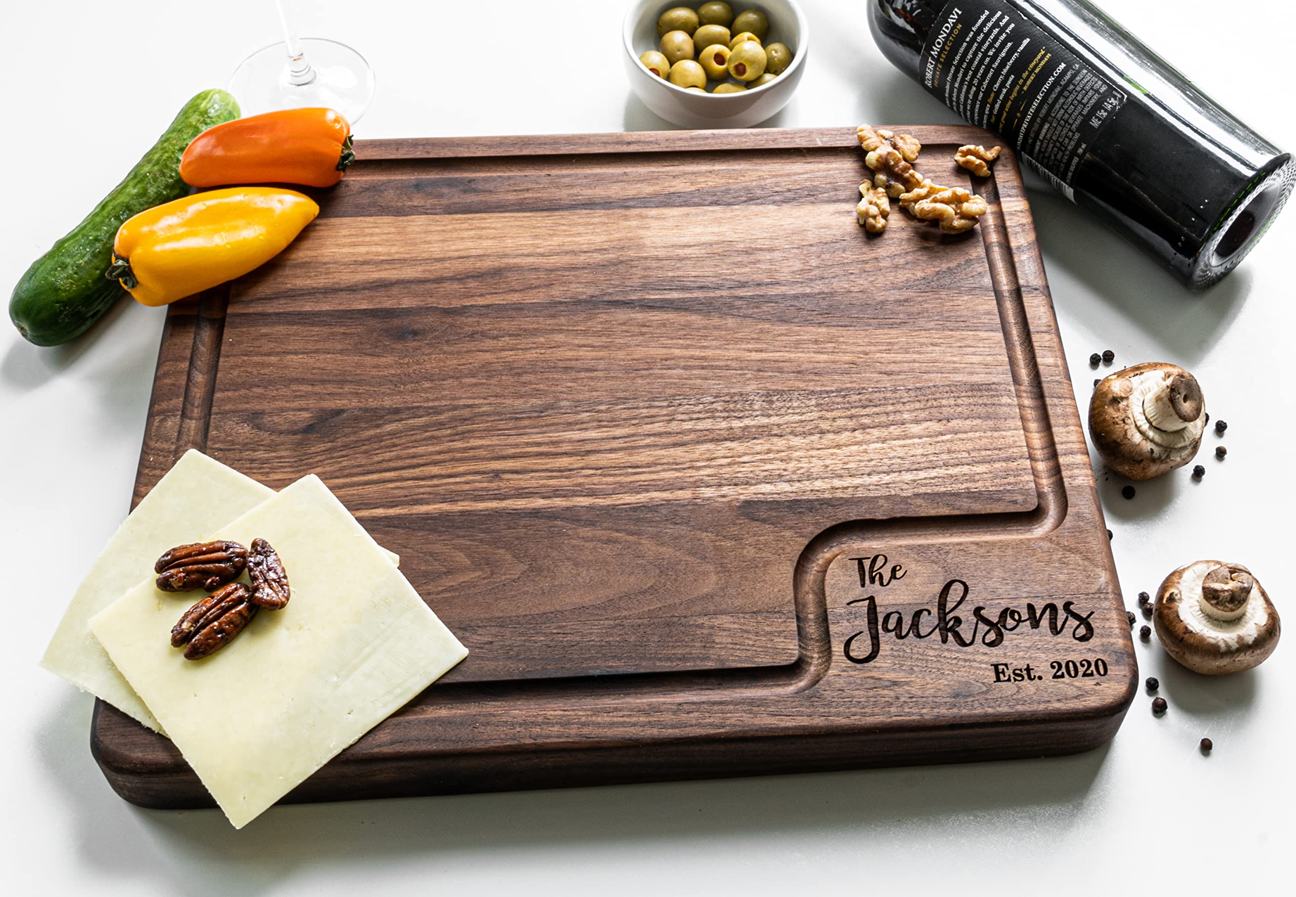 Custom Cutting Boards Wood Engraved Cutting Board Personalized, USA Made - Thick Maple/Walnut Personalized Cutting Boards Wood Engraved, Personalized Wedding Gifts for the Couple