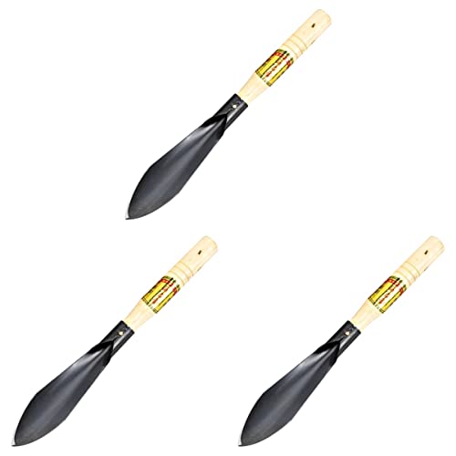 3pcs Transplanting Scoop Weeding Pointed Flower Soil Shovel Tool for with Bonsai Planting Pot Camping Portable Moving Wooden Handle Smoothing Mini Garden Steel Stainless