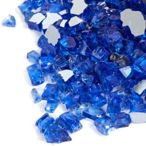 apromise fire glass for fire pit - 1/2 inch fire pit glass | reflective fire glass for propane fire pit and fireplace | 10lbs | cobalt blue