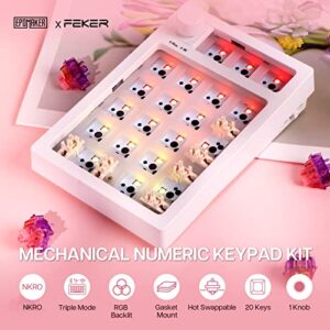 EPOMAKER FEKER JJK21 20 Keys Mechanical Numpad Kit, Gasket Mount Hot Swappable Bluetooth 5.0/2.4GHz/Wired Numeric Keypad with a Rotary Knob, 1500mAh Battery, Compatible with 3/5Pin Switches