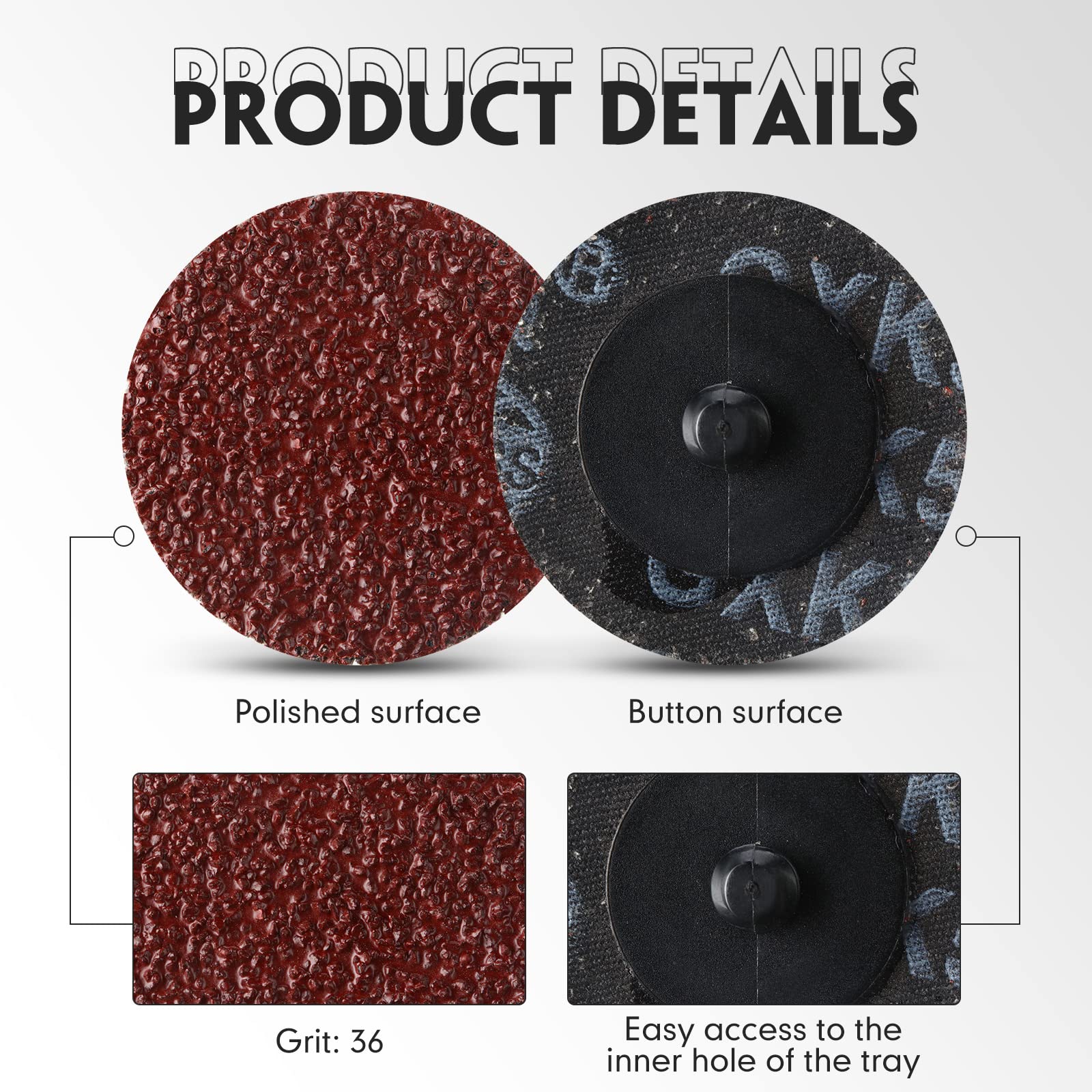 Newwiee 150 Pieces 2 Inch Sanding Discs 36 Grit Roll Lock Discs Die Grinder Sanding Disc for Surface Prep Strip Grind Polish Finish Burr Rust Paint Removal Red