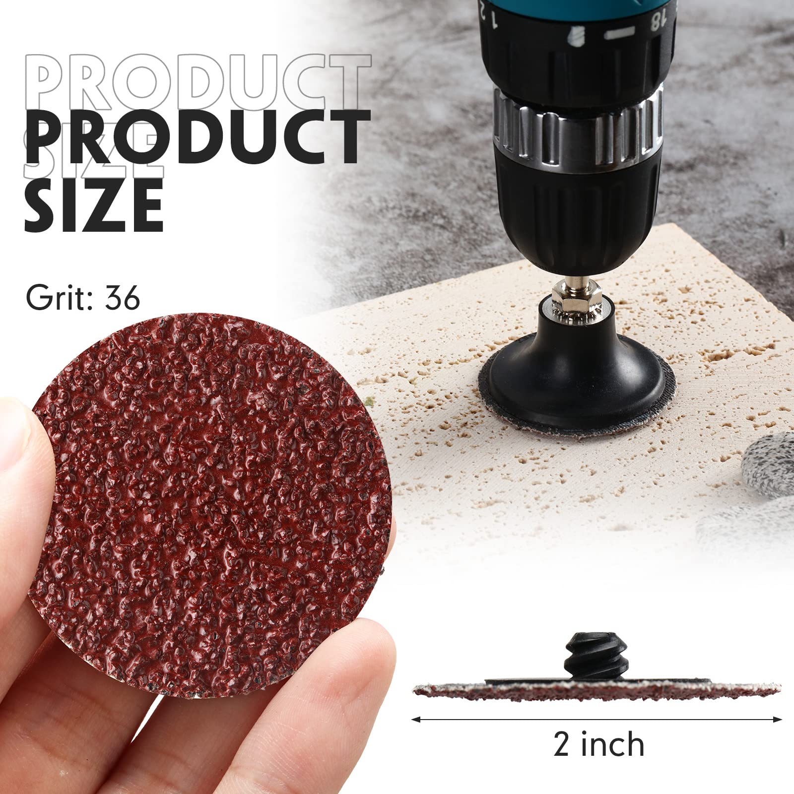 Newwiee 150 Pieces 2 Inch Sanding Discs 36 Grit Roll Lock Discs Die Grinder Sanding Disc for Surface Prep Strip Grind Polish Finish Burr Rust Paint Removal Red