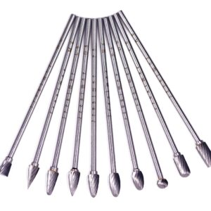 Jrealmer 10pcs 1/8" Shank Extend Long Head 4"(100mm) Tungsten Carbide Burr Rotary Burrs for Die Grinder