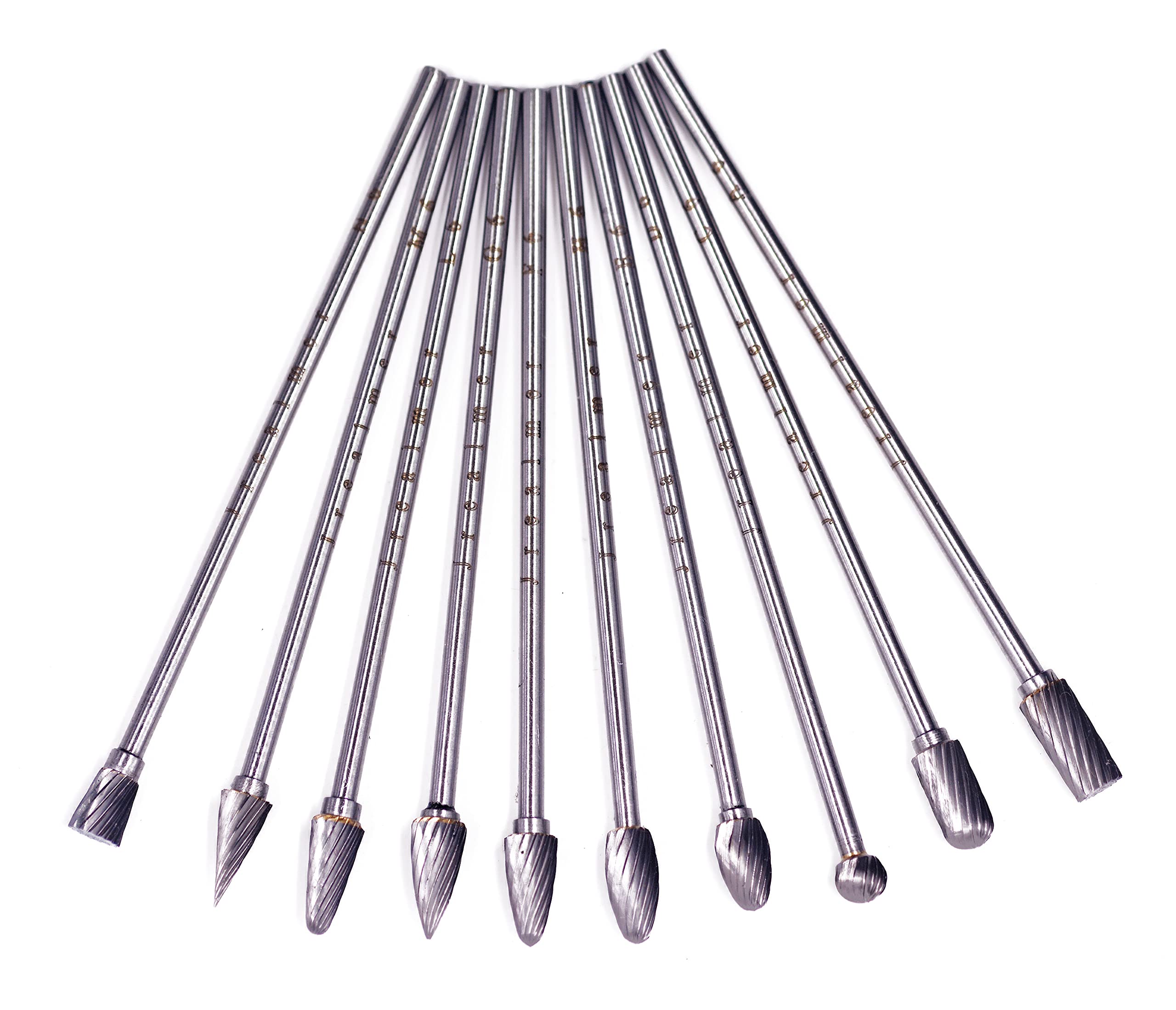 Jrealmer 10pcs 1/8" Shank Extend Long Head 4"(100mm) Tungsten Carbide Burr Rotary Burrs for Die Grinder