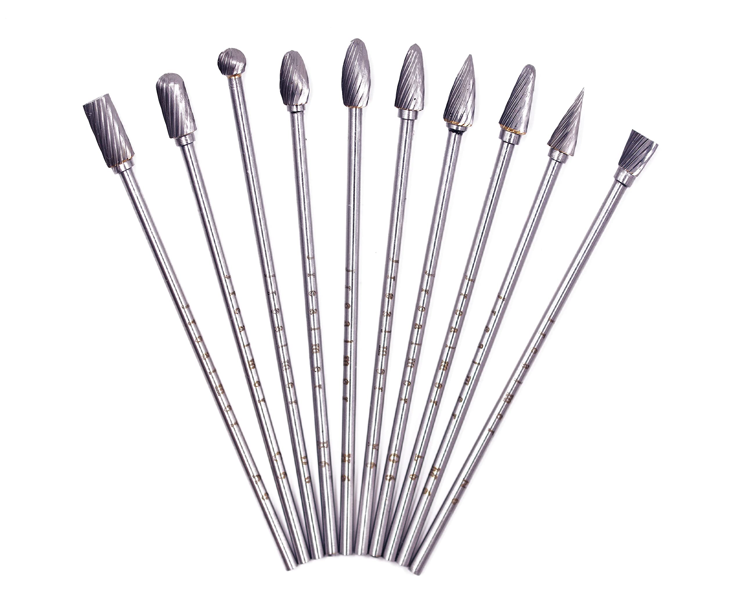 Jrealmer 10pcs 1/8" Shank Extend Long Head 4"(100mm) Tungsten Carbide Burr Rotary Burrs for Die Grinder