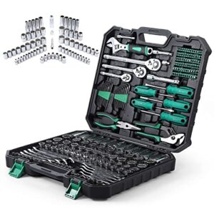 towallmark 213 piece mechanic tool set and socket wrench set, sae and metric household hand tool kit, cr-v constructed, home/auto repair tool sets with storage case