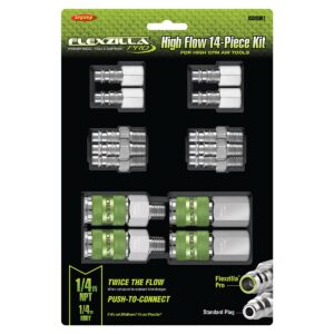 Flexzilla Air Hose (3/8 in. x 25 ft.) and Flexzilla Pro High Flow Coupler & Plug Kit (14-Piece)