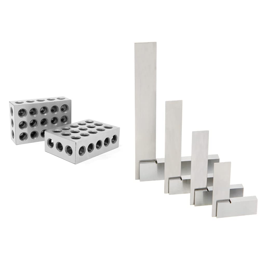 WEN 1-2-3 Steel Blocks (Two Pack) and Woodstock Stainless Steel Machinist Square Set