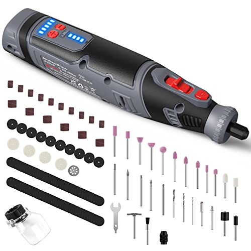 Mini Rotary Tool Cordless, 8V With 160 Accessories,LED Display,USB Charging,5-Speed Power Rotary Kit For Small Light Projects as Sanding,Polishing,Engraving, DIY Crafts